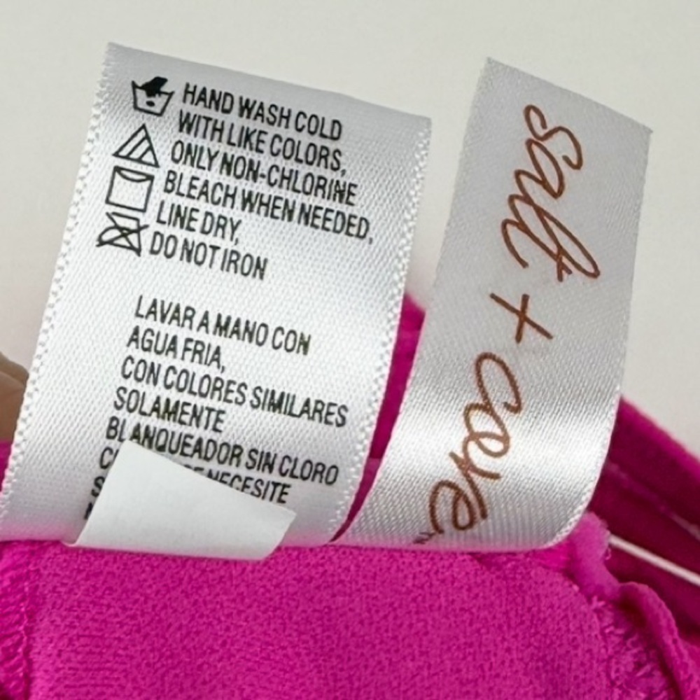 Salt + Cove Bikini Top Juniors Size Medium Pink Ruffle Ribbed Swim NWT - Picture 5 of 7